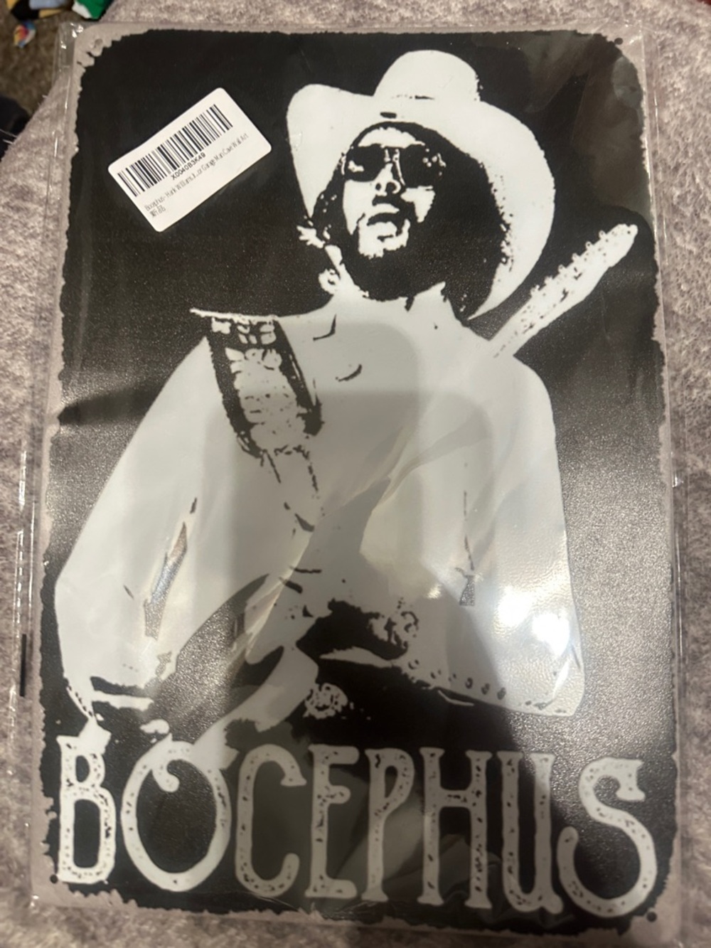 Bocephus Cowboy Graphic Metal Sign - Black & White